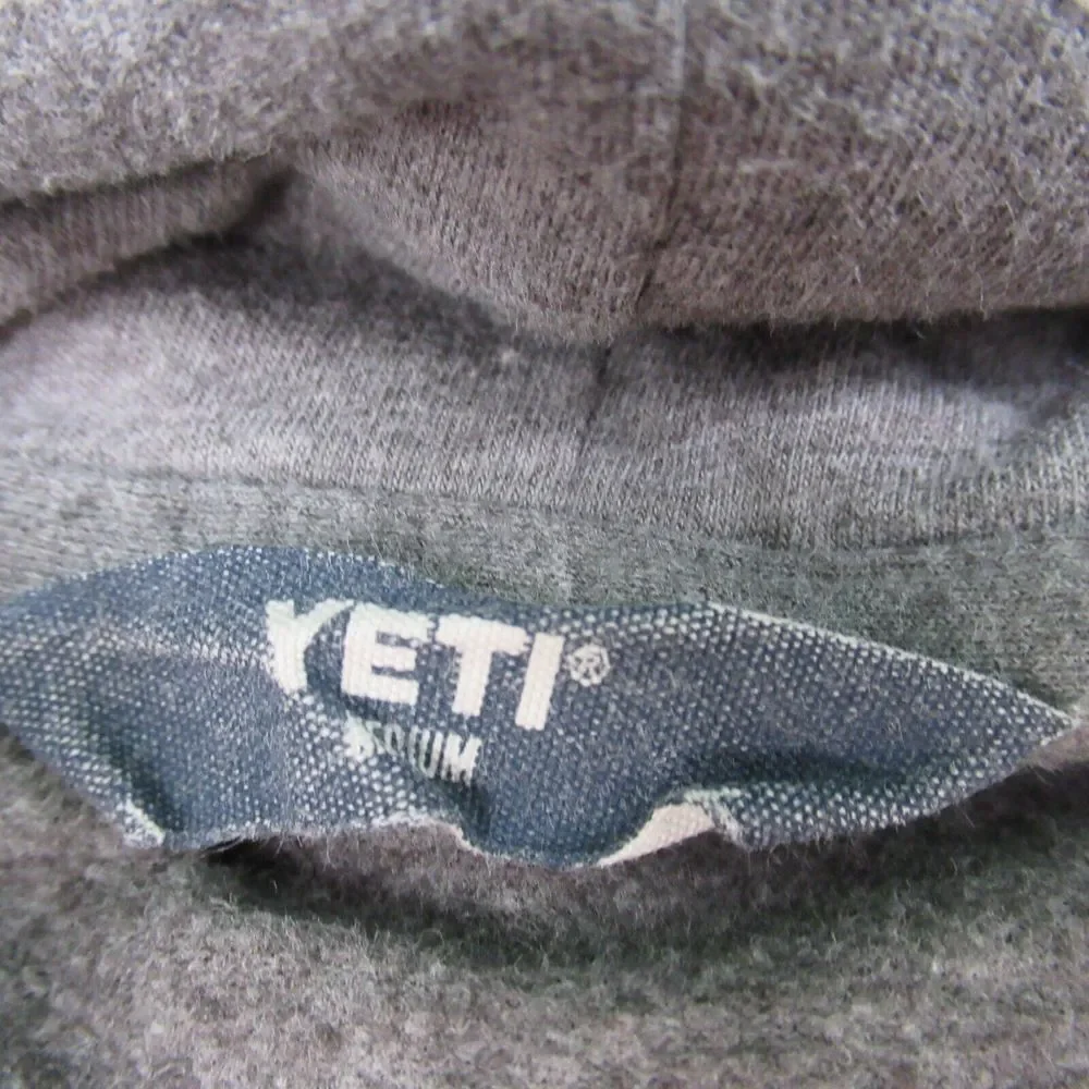 YETI Hoodie Mens Medium‎ Gray Long Sleeve Pullover Graphic Hooded Cooler